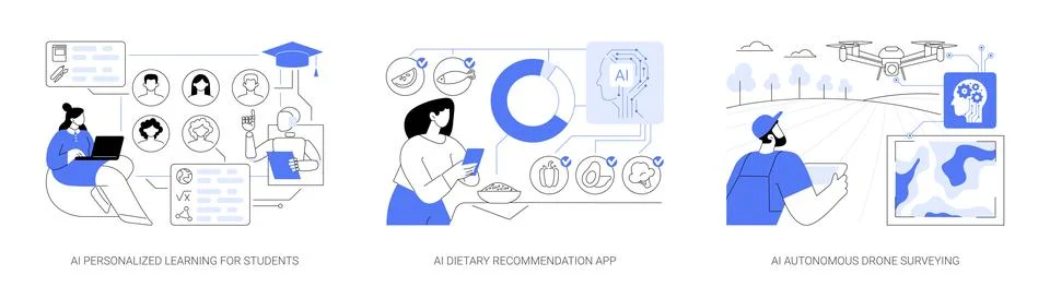 AI Personalizing Learning and Living abstract concept vector illustrations. Stock Illustration