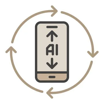 AI Phone with Arrows vector Artificial Intelligence colored icon or sign Stock Illustration