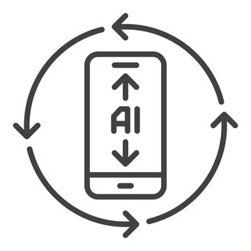 AI Phone inside Arrows vector Artificial Intelligence icon or sign in outli.. イラスト素材