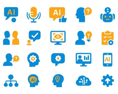 AI Pictograms Set Colorful Vector Icons Modern Symbols Technology Innovation Stock Illustration
