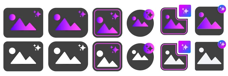 AI picture logo vector button set, modern user interface design for apps and 스톡 일러스트