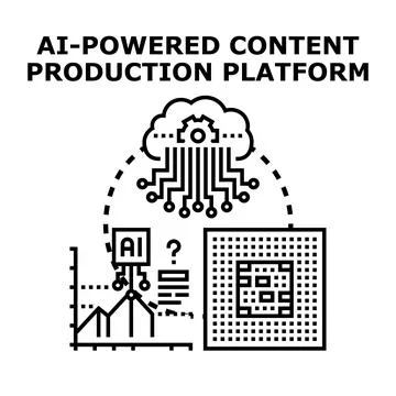 Ai platform producing digital content with automation technology Stock-Illustration