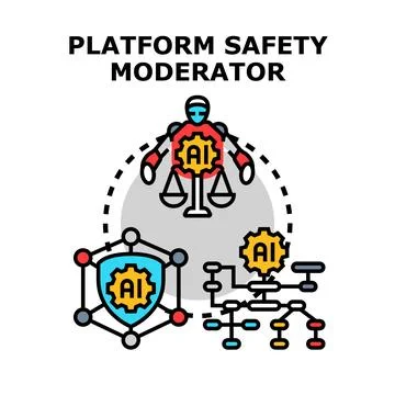 Ai platform safety moderator ensuring digital content security Stock Illustration