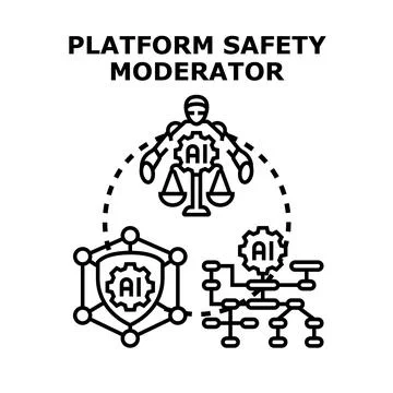 Ai platform safety moderator ensuring digital content security Stock Illustration