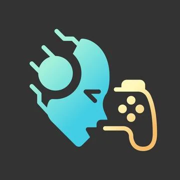 AI play games gradient glyph icon with lineart for dark theme イラスト素材