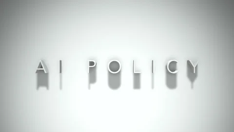 AI Policy 3D title animation with shadows on a white background Stock Footage 296696814