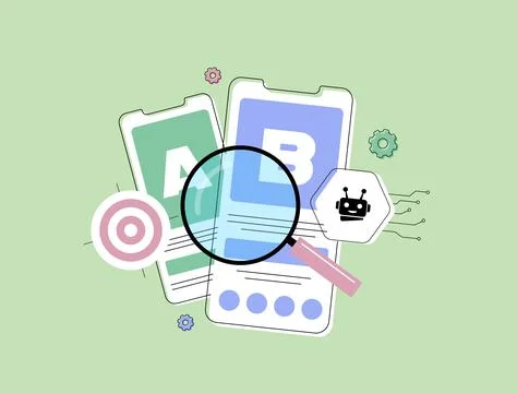 AI-powered AB testing - UX research, user behavior analytics, digital Stock Illustration