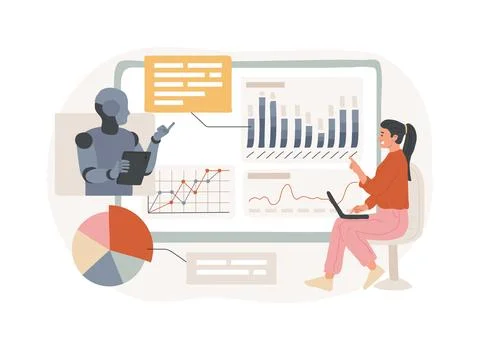 AI-Powered Advanced Data Processing abstract concept vector illustration. Stock Illustration