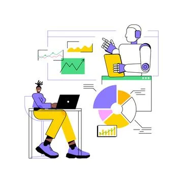 AI-Powered Advanced Data Processing abstract concept vector illustration. Stock Illustration