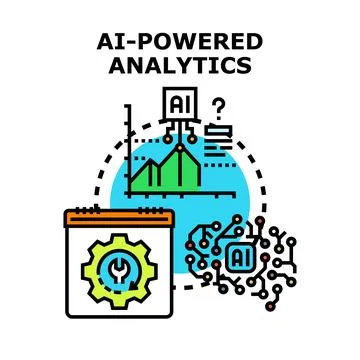 Ai powered analytics processing data business intelligence Stock Illustration