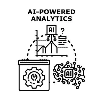 Ai powered analytics processing data business intelligence Stock Illustration