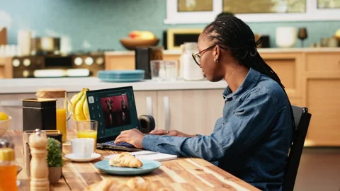 AI-powered application on laptop, generate images from text scripts Stock Footage 344246962
