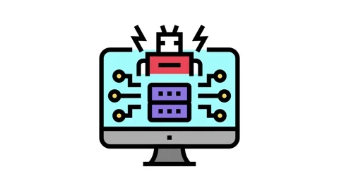 Ai powered attacks color icon animation Stock Footage 224024547