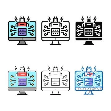 Ai powered attacks diversity color icon vector Illustrazione stock