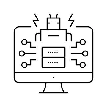 Ai powered attacks line icon vector illustration Stock Illustration