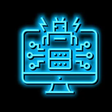 Ai powered attacks neon glow icon illustration Stock Illustration