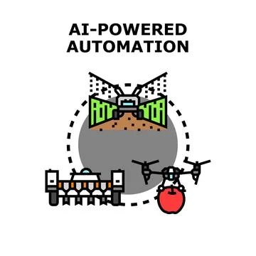 Ai powered automation advancing modern agricultural technology Stock Illustration