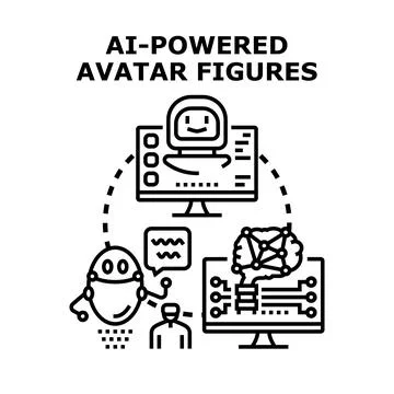 Ai powered avatar connecting with human and learning 库存插图