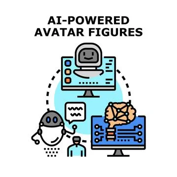 Ai powered avatar connecting with human and learning 库存插图