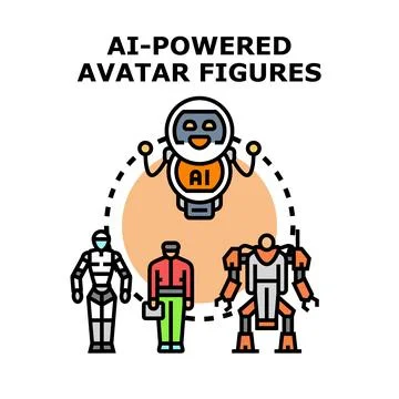 Ai powered avatar figures concept future technology Stock Illustration