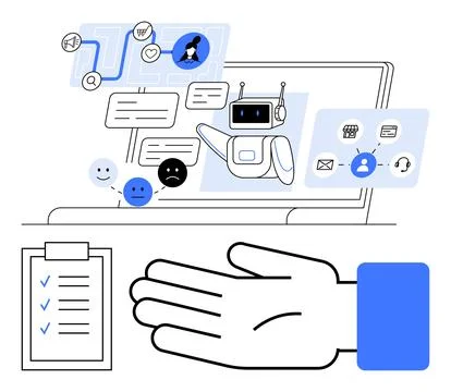 AI-Powered Chatbot and Communication Tools for Efficient Customer Support Stock Illustration