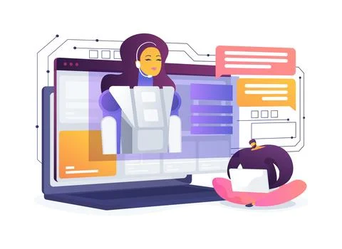 AI-Powered Chatbot Support abstract concept vector illustration. イラスト素材
