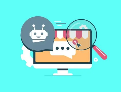AI powered chatbots automate e-commerce support and improve virtual assistant ai Illustrazione stock