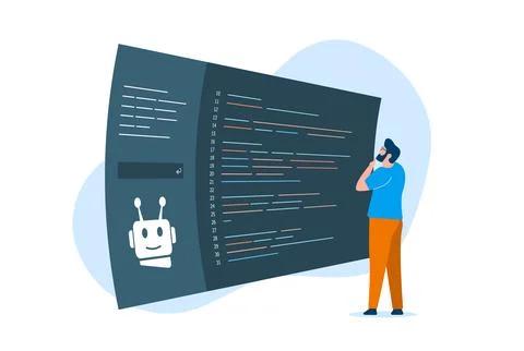 AI-Powered Code Generation Review Concept. Ensuring Accurate and Efficient 스톡 일러스트