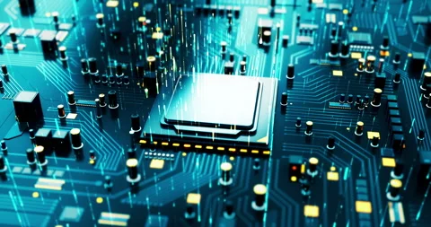 AI Powered Computer Processor On Modern Motherboard. Processing Data. Stock Footage 288112089