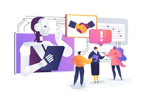 AI-Powered Conflict Mediation Systems abstract concept vector illustration. Ilustração Stock