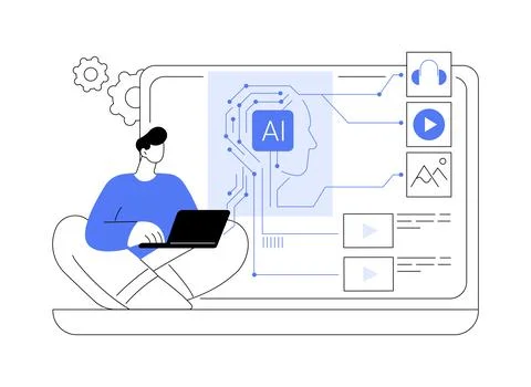 AI-Powered Content Creation abstract concept vector illustration. Stock Illustration
