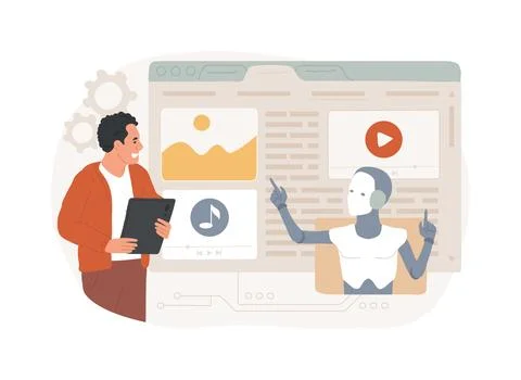 AI-Powered Content Creation abstract concept vector illustration. Stock Illustration