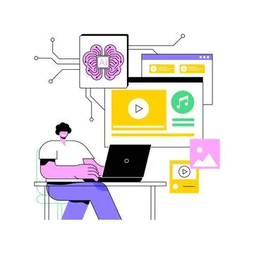 AI-Powered Content Creation abstract concept vector illustration. Stock Illustration