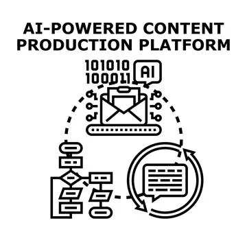 Ai powered content production platform creating digital media Stock Illustration