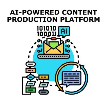 Ai powered content production platform creating digital media Stock Illustration