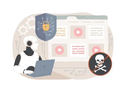 AI-Powered Content Protection abstract concept vector illustration. Stock Illustration