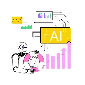 AI-Powered Crisis Response Simulation abstract concept vector illustration. Illustrazione stock