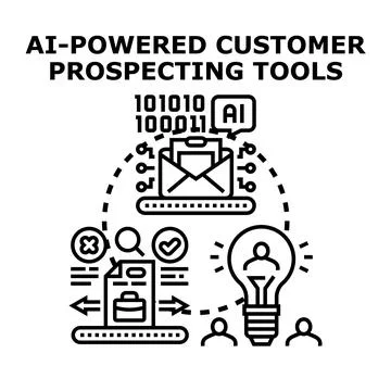 Ai powered customer prospecting tools concept Stock Illustration