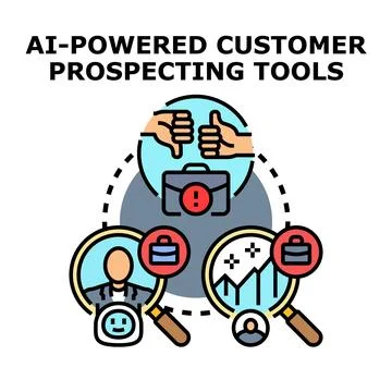 Ai powered customer prospecting tools finding leads Stock Illustration