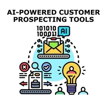 Ai powered customer prospecting tools concept 스톡 일러스트