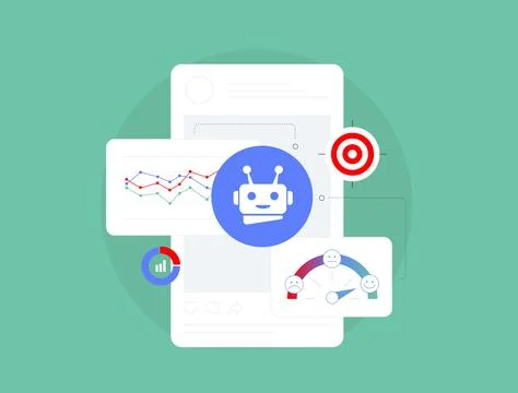 AI-Powered Customer Sentiment Analysis for Branding. AI to analyze brand Stock Illustration