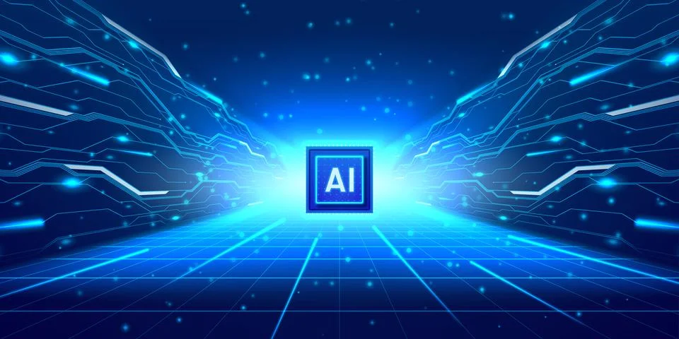 AI-powered cyber data flow Stock Illustration
