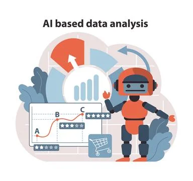 AI-Powered Data Analysis. Advanced robotics integrating with analytics for イラスト素材