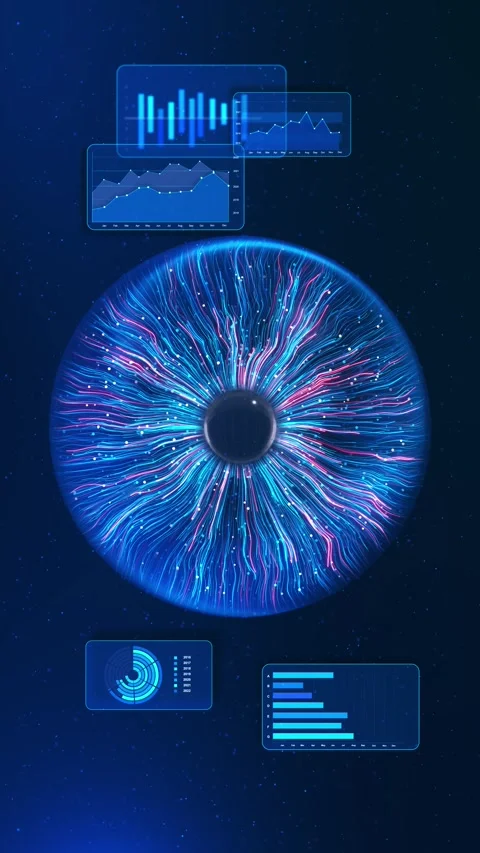AI Powered Data Analytics Eye Business Intelligence Dashboard Advanced artificia Stock Footage 341906548