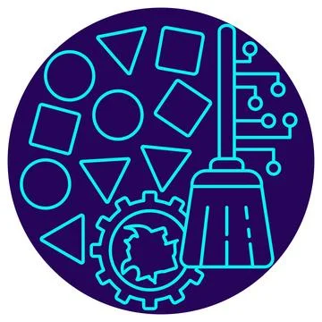 AI-Powered Data Cleansing icon. Vector thin line illustration Illustrazione stock