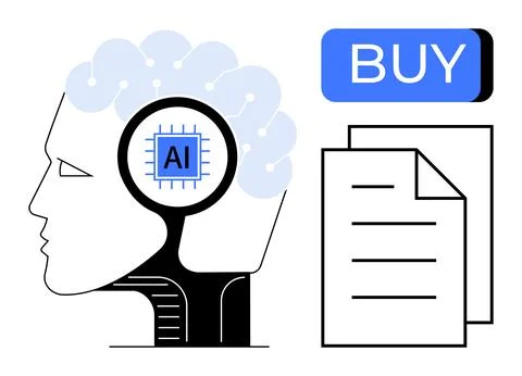 AI-powered decision-making process in purchasing, highlighting synergy betw.. Stockillustratie