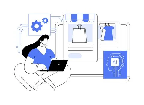 AI-Powered E-commerce Personalization abstract concept vector illustration. Illustrazione stock