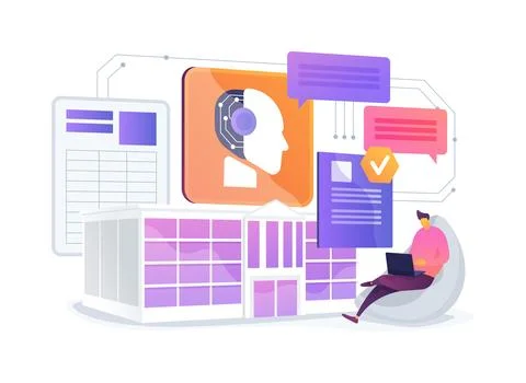 AI-Powered E-Government abstract concept vector illustration. Illustrazione stock