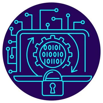 AI-Powered Endpoint Security icon. Vector thin line illustration Illustrazione stock