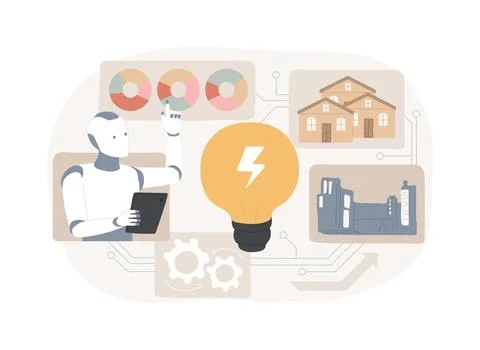 AI-Powered Energy Consumption Analysis abstract concept vector illustration. イラスト素材